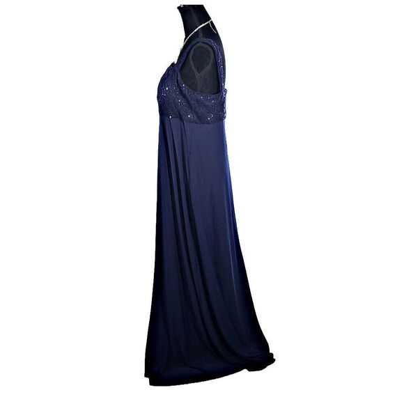RM Richards Royal Blue Sequin Bodice Sleeveless Long Lined Formal Dress Size 14W - Picture 7 of 9